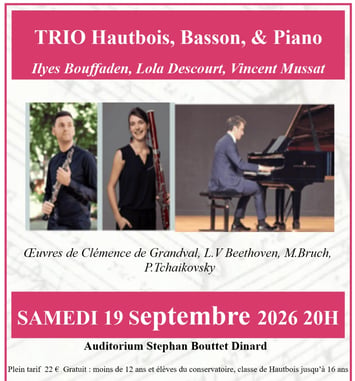 Trio hautbois, basson, piano – Trois virtuoses solos de l’Orchestre de Chambre de Paris